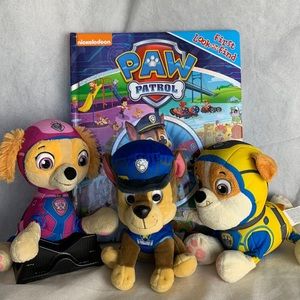 Paw Patrol Lot: Look and Find Board Book and 3 Plush Stuffed Animals